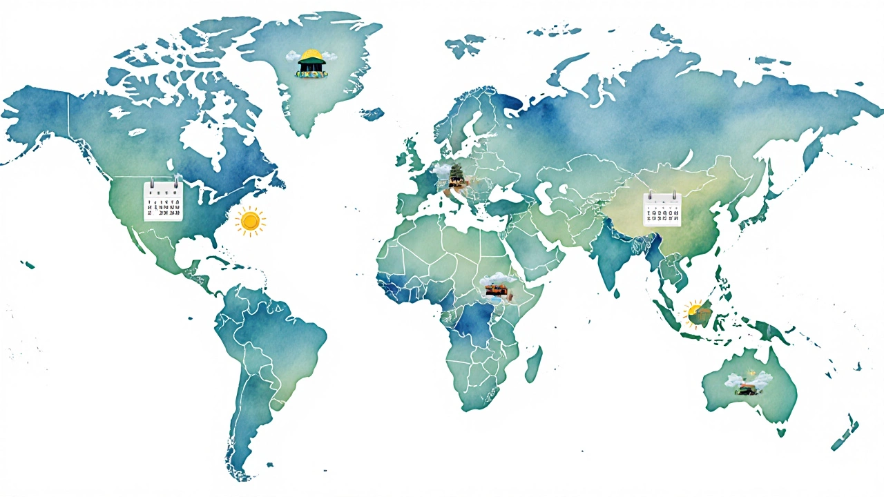 Map illustration highlighting low-season months for Caribbean, Mexico, and Mediterranean resorts.