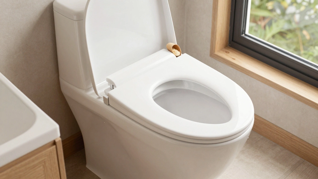 Clean interior of a glamping pod with a composting toilet