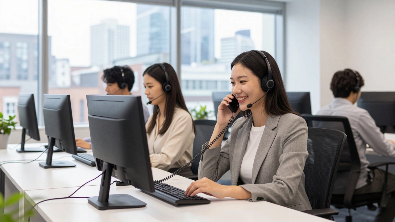 Friendly customer support team working in a bright modern Dublin office
