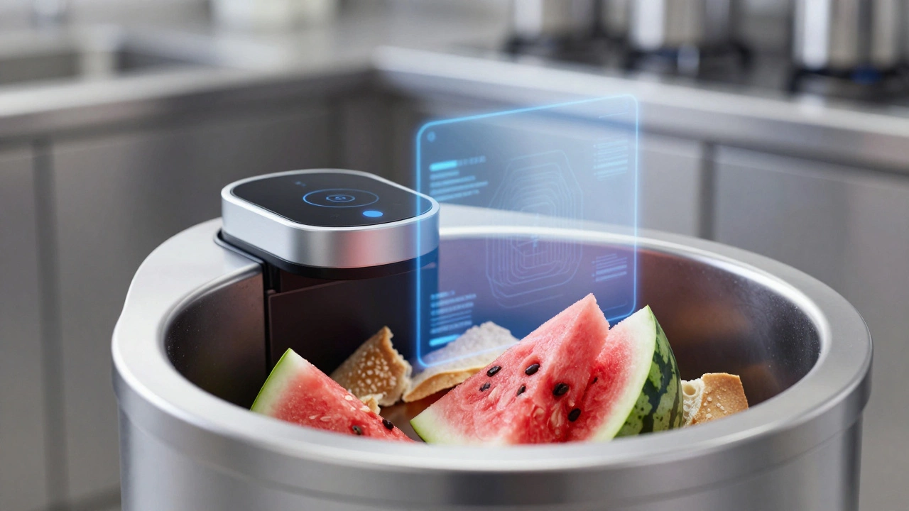 Smart bin using sensors to track and analyze kitchen food waste