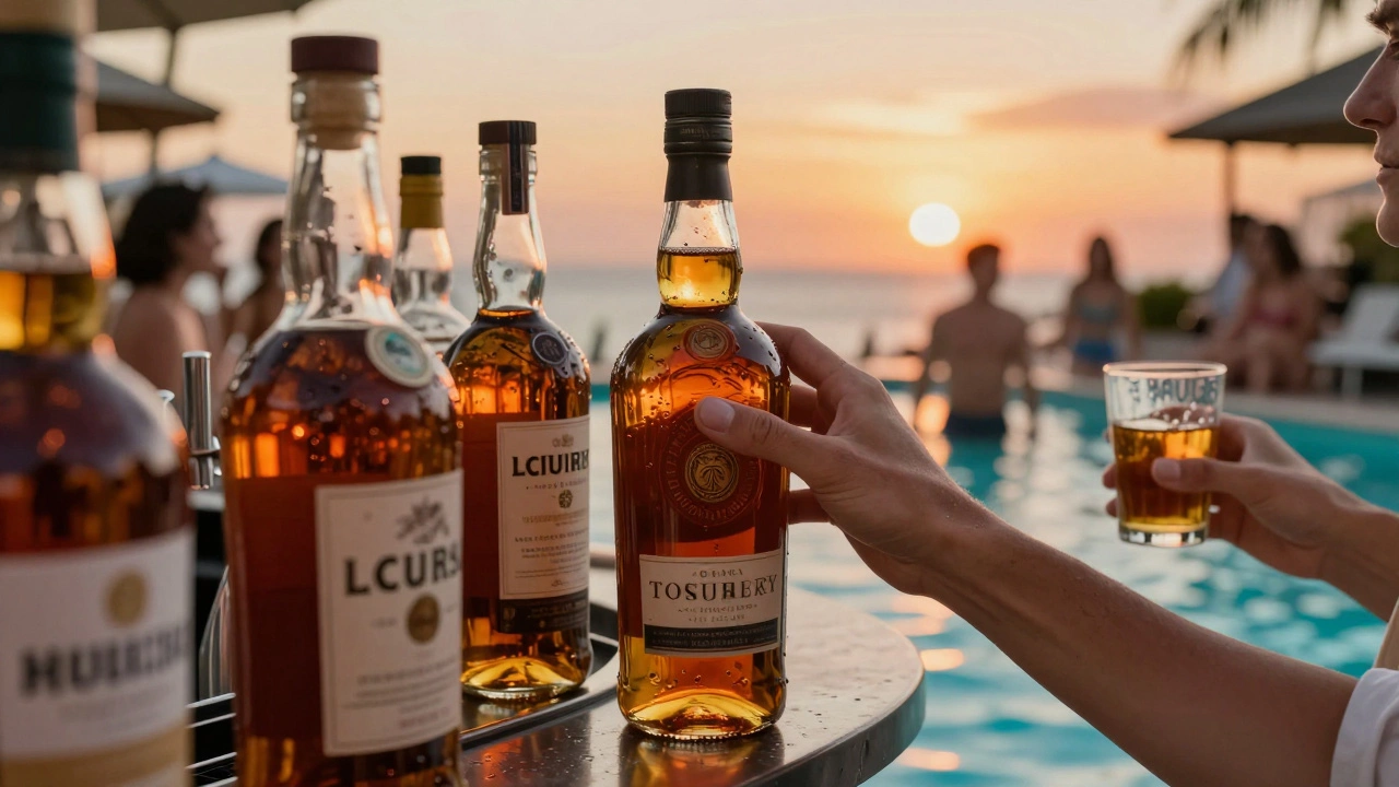 Close-up of premium alcohol excluded from basic all-inclusive packages