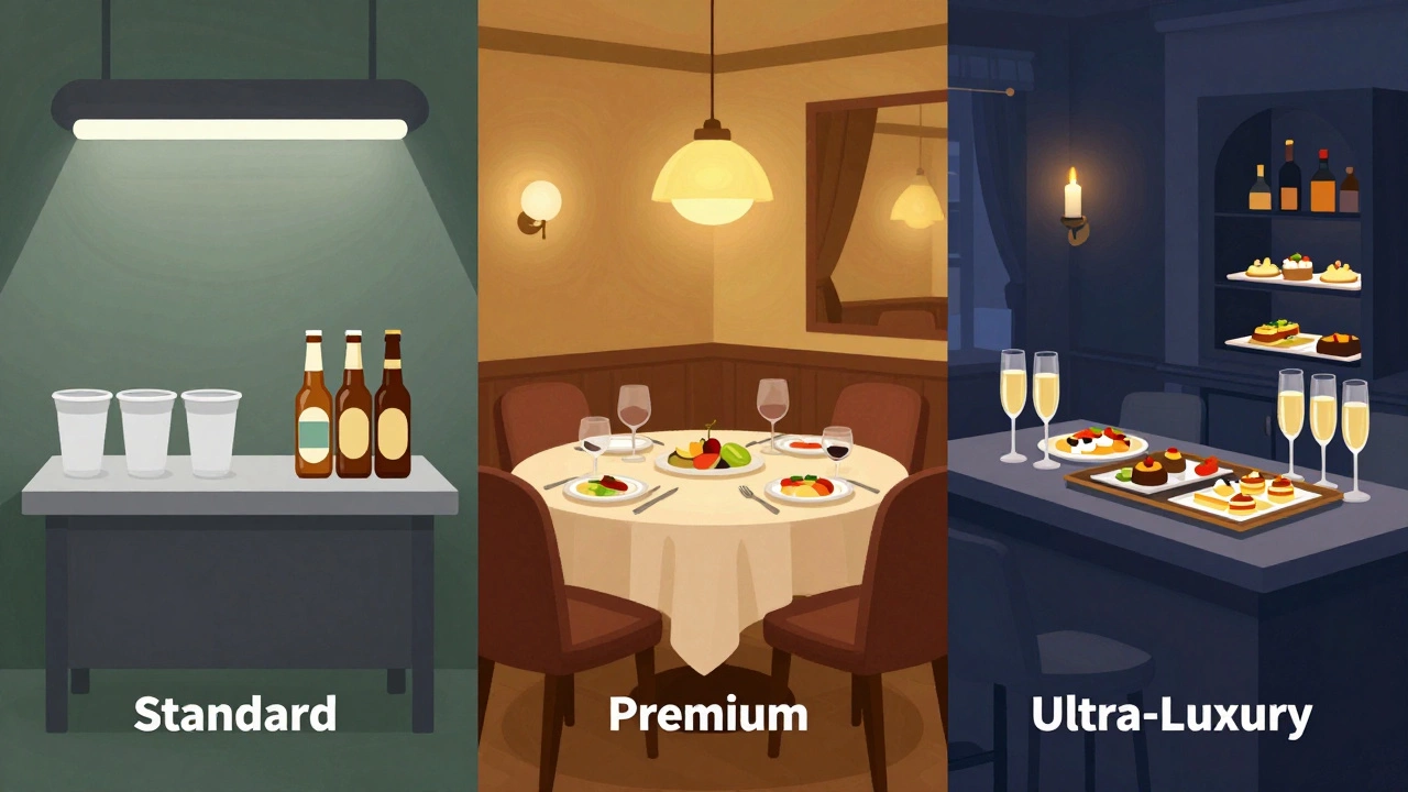 Comparison of standard, premium, and luxury all-inclusive dining